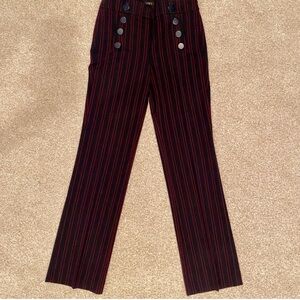 LOFT Burgundy and Navy Blue Pinstripe Marisa Trouser
